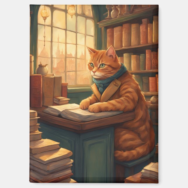 libros y gatos imán (Anverso)
