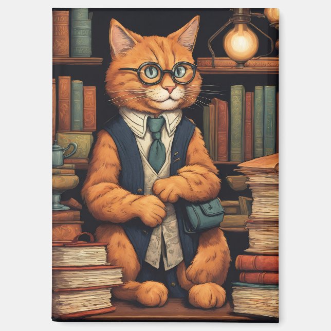 libros y gatos imán (Anverso)