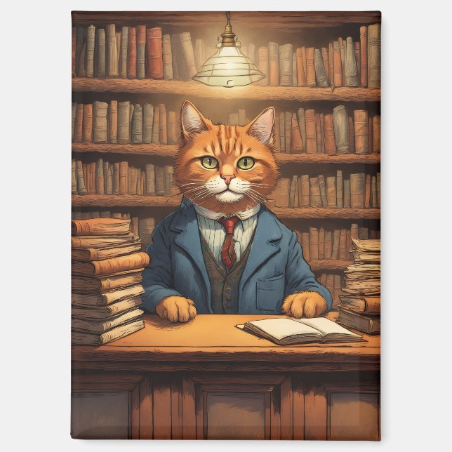 libros y gatos imán (Anverso)