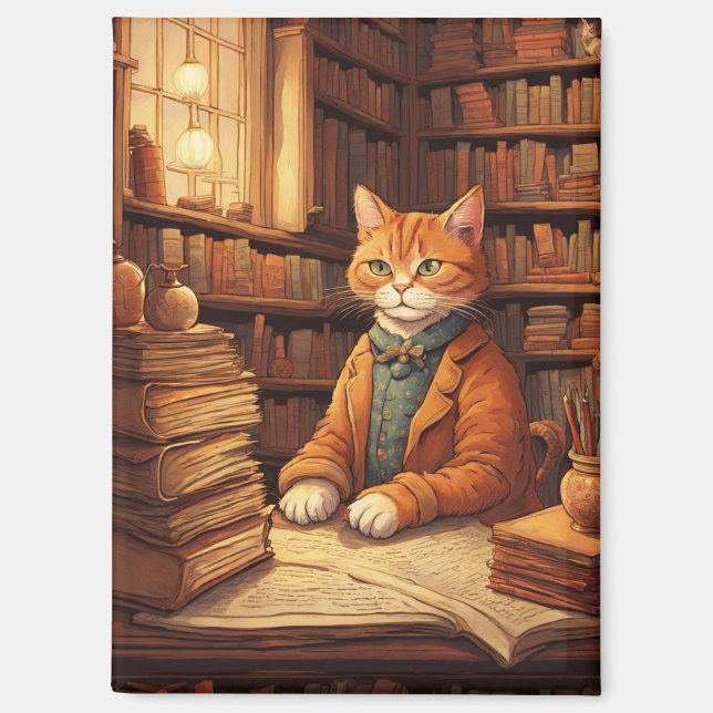 libros y gatos imán (Anverso)