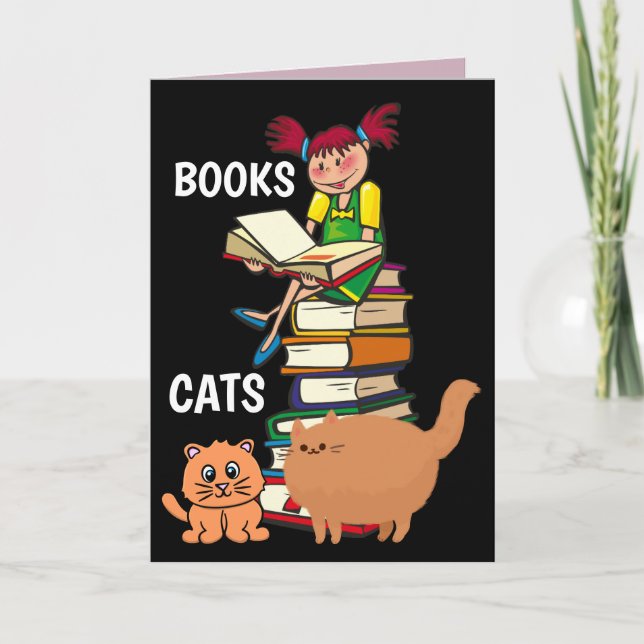LIBROS Y GATOS TARJETAS DE RECIBIMIENTO DE CUMPLEA (Anverso)