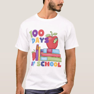 Libros y manzanas 100 días de camisetas de la