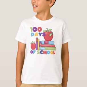 Libros y manzanas 100 días de camisetas escolares