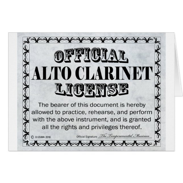 Licencia Alto Clarinet (Anverso (Horizontal))