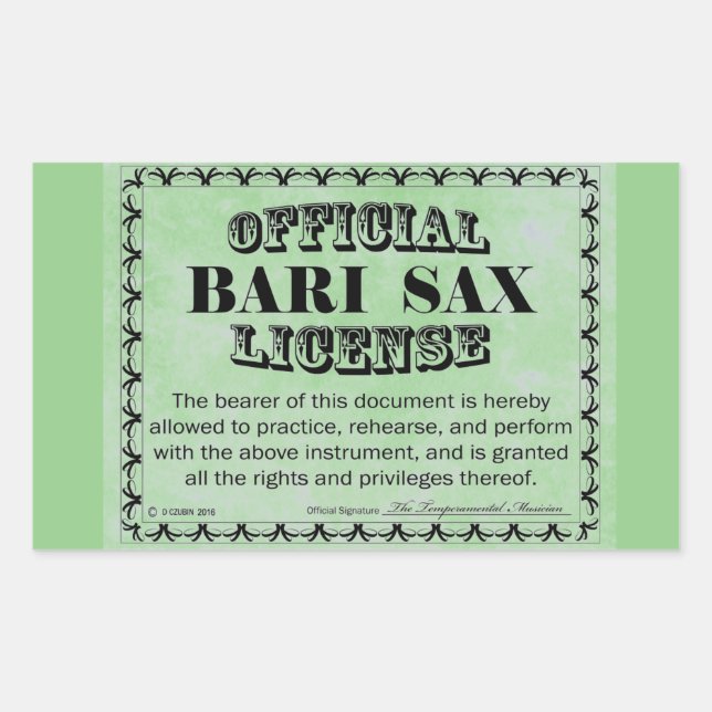 Licencia Bari Sax Pegatina rectangular (Anverso)