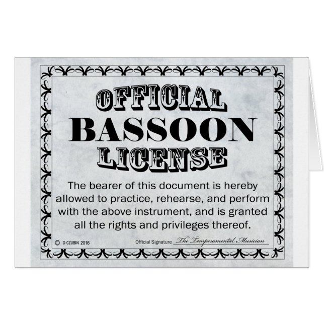 Licencia de Bassoon (Anverso (Horizontal))