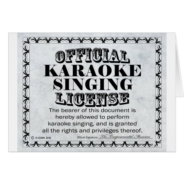 Licencia de canto de Karaoke (Anverso (Horizontal))
