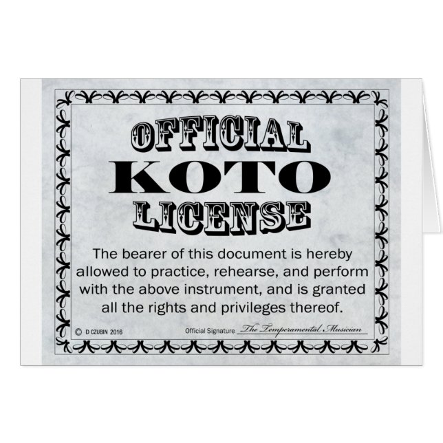 Licencia de Koto (Anverso (Horizontal))