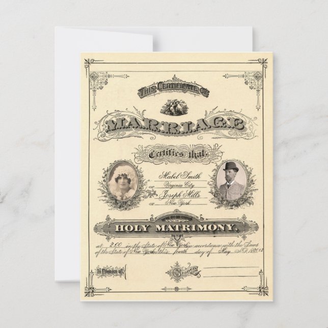 Licencia de Matrimonio Antigua (Anverso)