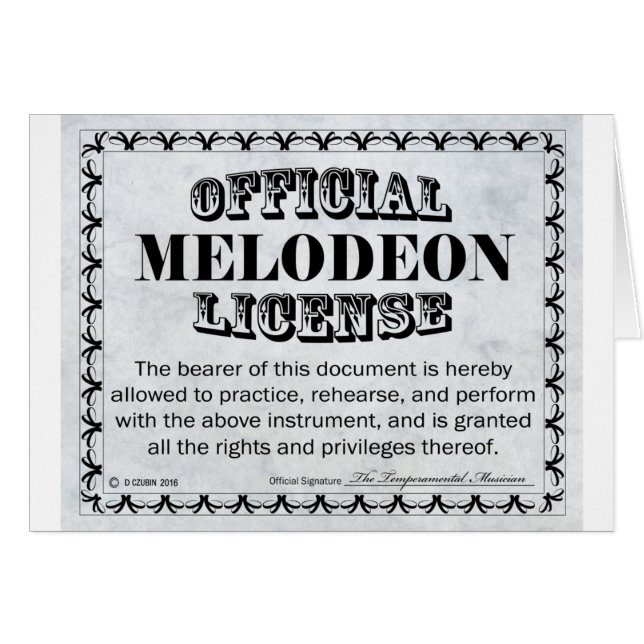 Licencia de Melodeon (Anverso (Horizontal))
