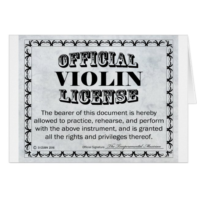 Licencia de violín (Anverso (Horizontal))