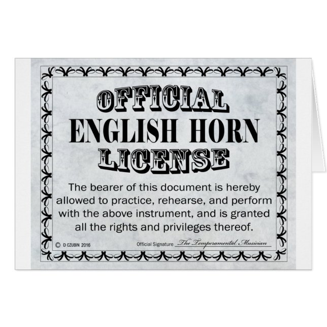 Licencia en Cuerno de Inglés (Anverso (Horizontal))