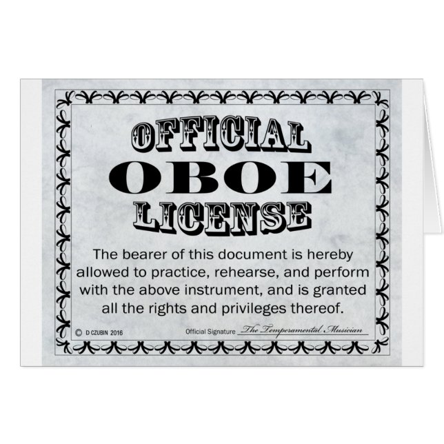 Licencia Oboe (Anverso (Horizontal))