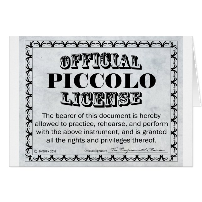 Licencia Piccolo (Anverso (Horizontal))