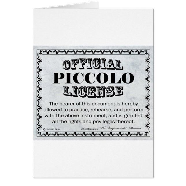 Licencia Piccolo (Frente)