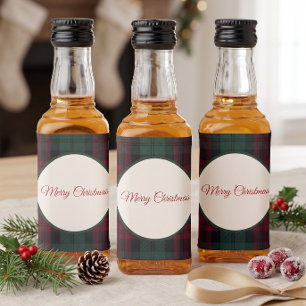Licor Etiqueta clásica de Navidad a cuadros para botella