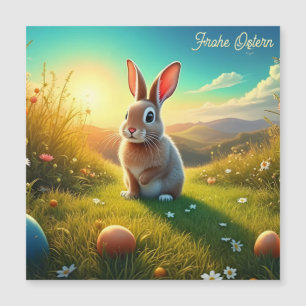 Liebre de Pascua y huevos de colores en el encanto