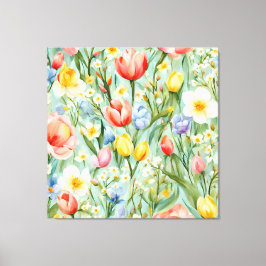 Lienzo С campo floral de primavera lleno de color. Pintur