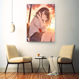 Lienzo アートパネル Art Panel|夕日JK 寿司娘 GenerativeAI