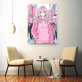 Lienzo オシャレなPinkアートパネル|寿司娘 GenerativeAI