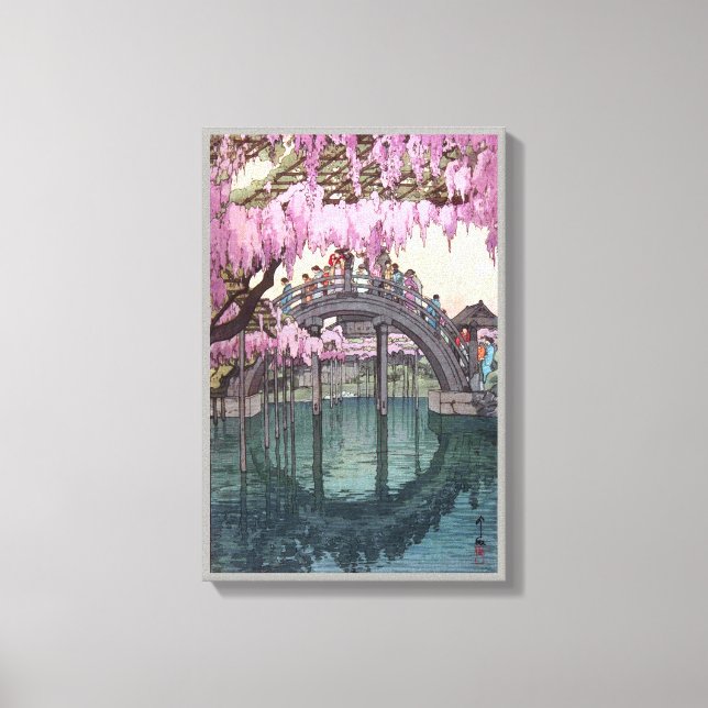 Lienzo 天 戸 亀, Puente Kameido, Hiroshi Yoshida, Woodcut (Anverso)