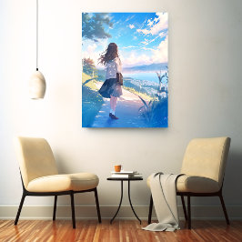 Lienzo 後ろ姿JKアートパネル|寿司娘 Art Panel GenerativeAI