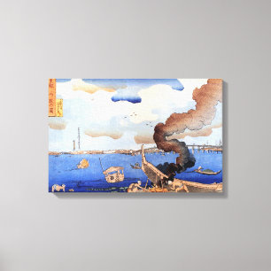 Lienzo 東 都 三 ツ 股 図, snihtém, río Sumida, Kuniyoshi, Ukiyo