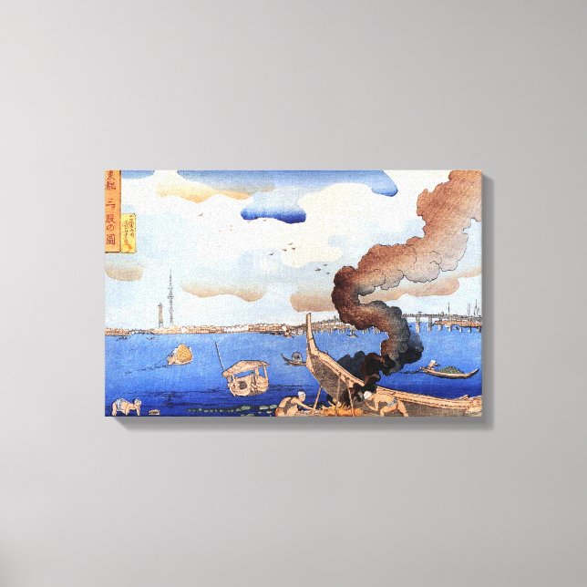 Lienzo 東 都 三 ツ 股 図, snihtém, río Sumida, Kuniyoshi, Ukiyo (Anverso)