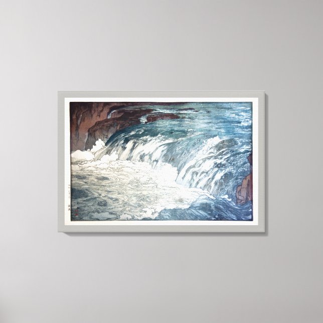 Lienzo 渓 流, Rapids, Hiroshi Yoshida, Woodcut (Anverso)