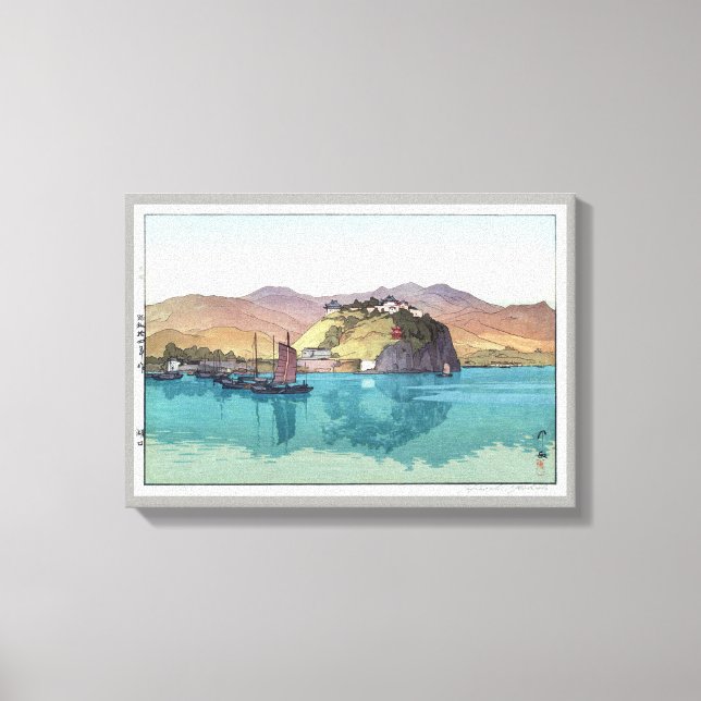 Lienzo 湖 口, Hukou, China, Hiroshi Yoshida, Woodcut (Anverso)