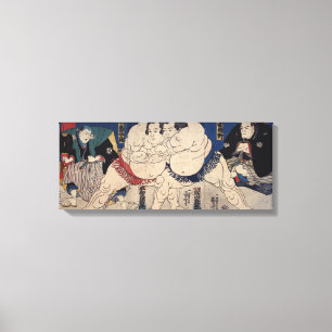 Lienzo 相 撲, 国 芳 lucha contra el sumo, Kuniyoshi, Ukiyo-e
