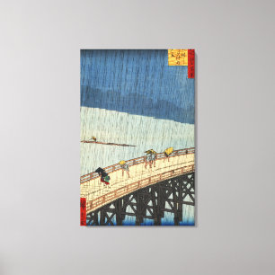 Lienzo 突 然 の 雨, 広 Lluvia súbita, Hiroshige, Ukiyo-e