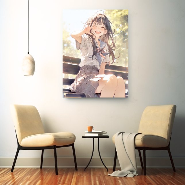 Lienzo 笑顔で３ピースJK アートパネル｜寿司娘 Art Panel GenerativeAI (Subido por el creador)
