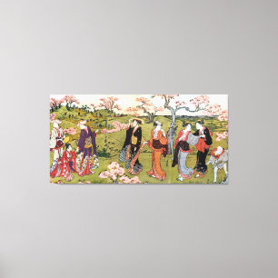 Lienzo 見 花, 清 長 de visualización de las flores, Kiyonaga,