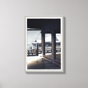 Lienzo 雪 の 清 水, Nieve en el templo de Kiyomizu, Hasui Kaw