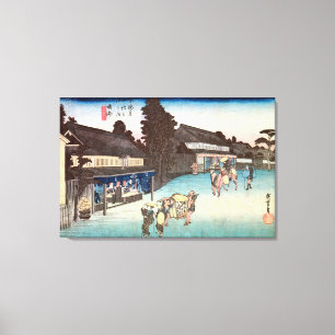 Lienzo 鳴 海 宿, 広 Narumi-juku, Hiroshige, Ukiyo-e
