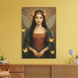 Lienzo 001_A fairy princess in teal green and crimson.