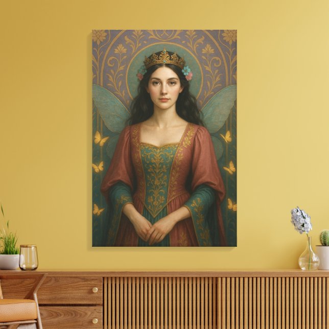 Lienzo 004_A fairy princess in muted rose and teal green. (Insitu (Sala de estar))