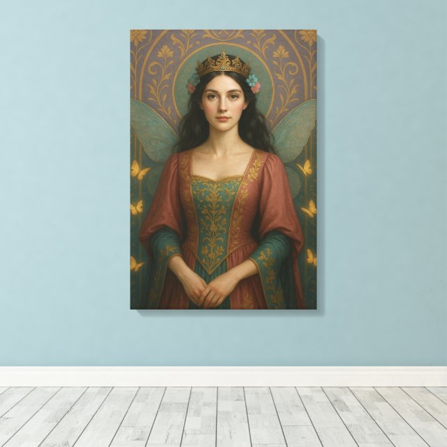 Lienzo 004_A fairy princess in muted rose and teal green. (Insitu (piso de madera))