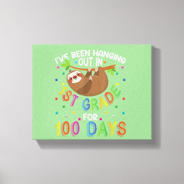 Lienzo 100° Día de Diseño Escolar Primer Grado 100 Día (Anverso)