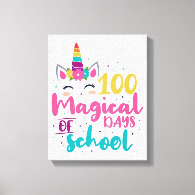 Lienzo 100 Mágicos Días Escolares De Unicornio (Anverso)