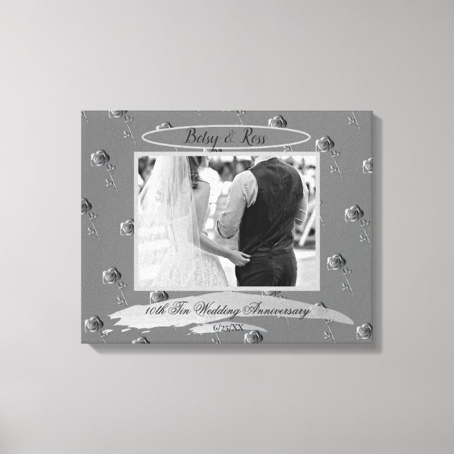 Lienzo "10° Aniversario del Boda de estaño" Rosas de colo (Anverso)