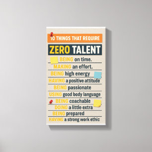 Lienzo 10 cosas que no requieren ningún talento