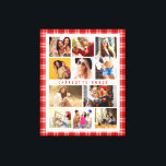 Lienzo 10 Fotografía Moderna Estilo Red Plaid<br><div class="desc">10 Photo Modern Trendy Red Plaid Stylish Nombre Canvas Print Wall Art incluye diez de tus fotos favoritas para un DIY fácil y rápido agregar tu propio collage de fotos. Personaliza con tu nombre y rodeado de un patrón de yeso rojo. Hace un regalo perfecto para Navidades, cumpleaños, Día de...</div>