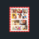 Lienzo 10 Fotografía Moderna Estilo Red Plaid<br><div class="desc">10 Photo Modern Trendy Red Plaid Stylish Nombre Canvas Print Wall Art incluye diez de tus fotos favoritas para un DIY fácil y rápido agregar tu propio collage de fotos. Personaliza con tu nombre y rodeado de un patrón de yeso rojo. Hace un regalo perfecto para Navidades, cumpleaños, Día de...</div>