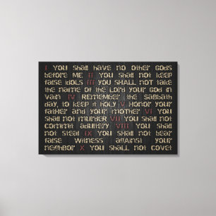 Lienzo 10 mandamientos en la madera oscura 30" x 20"