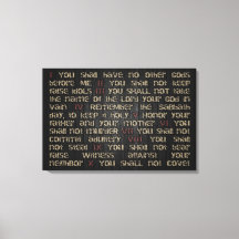 10 Mandamientos en madera oscura 30" x 20" Ajuste 