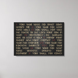 Lienzo 10 Mandamientos en madera oscura 30" x 20" Ajuste 