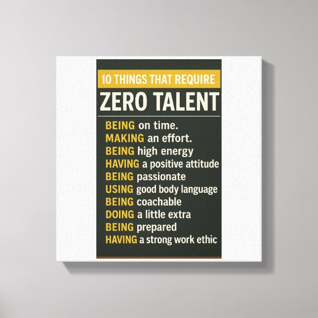 Lienzo 10 Things That Require Zero Talent (Anverso)