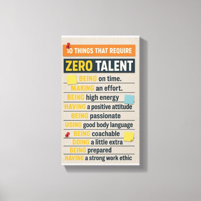 Lienzo 10 Things That Require Zero Talent (Anverso)